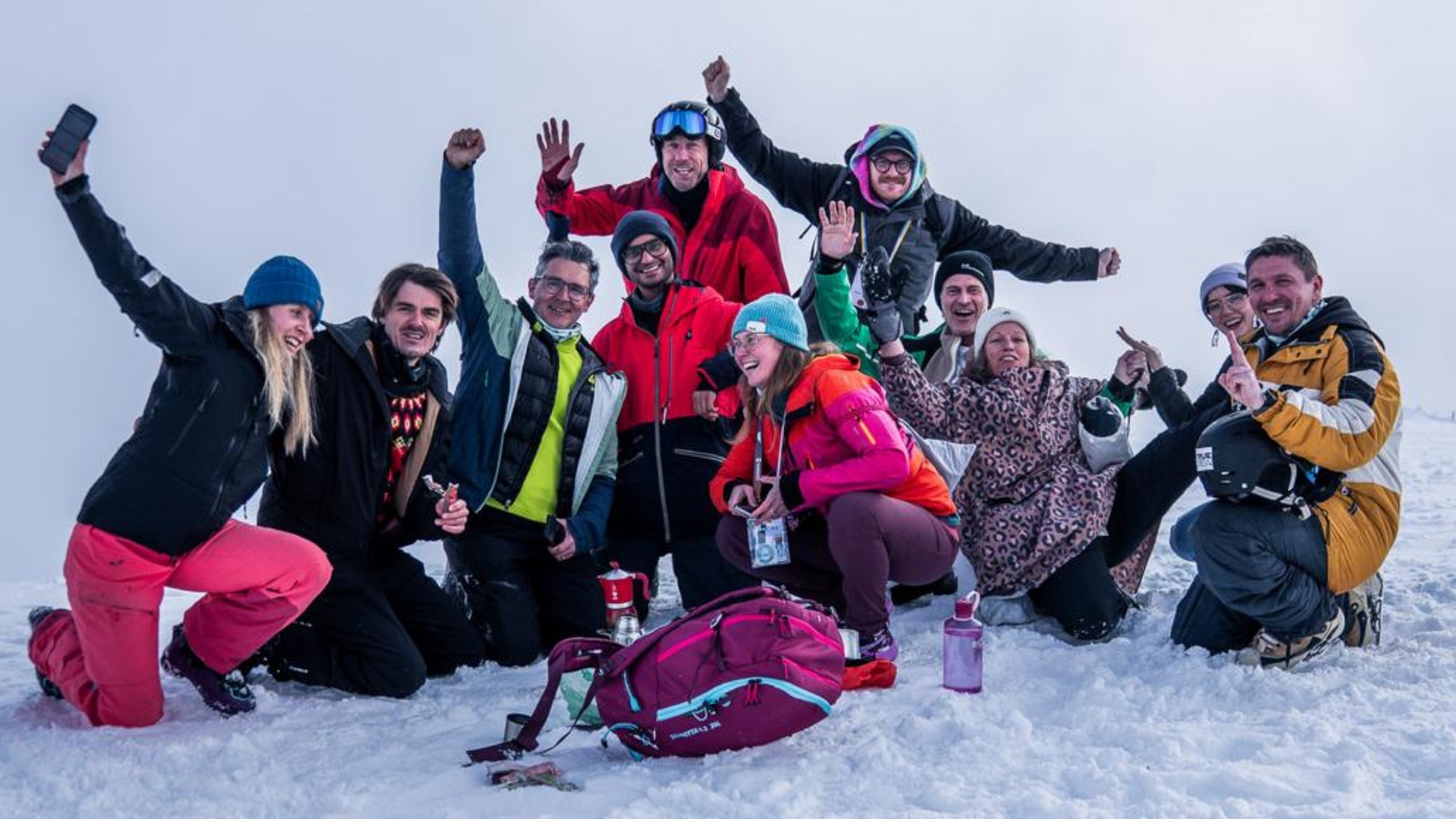 TRUE CREW Sustainability Team Day participants celebrating during an outdoor team experience at Skinnovation